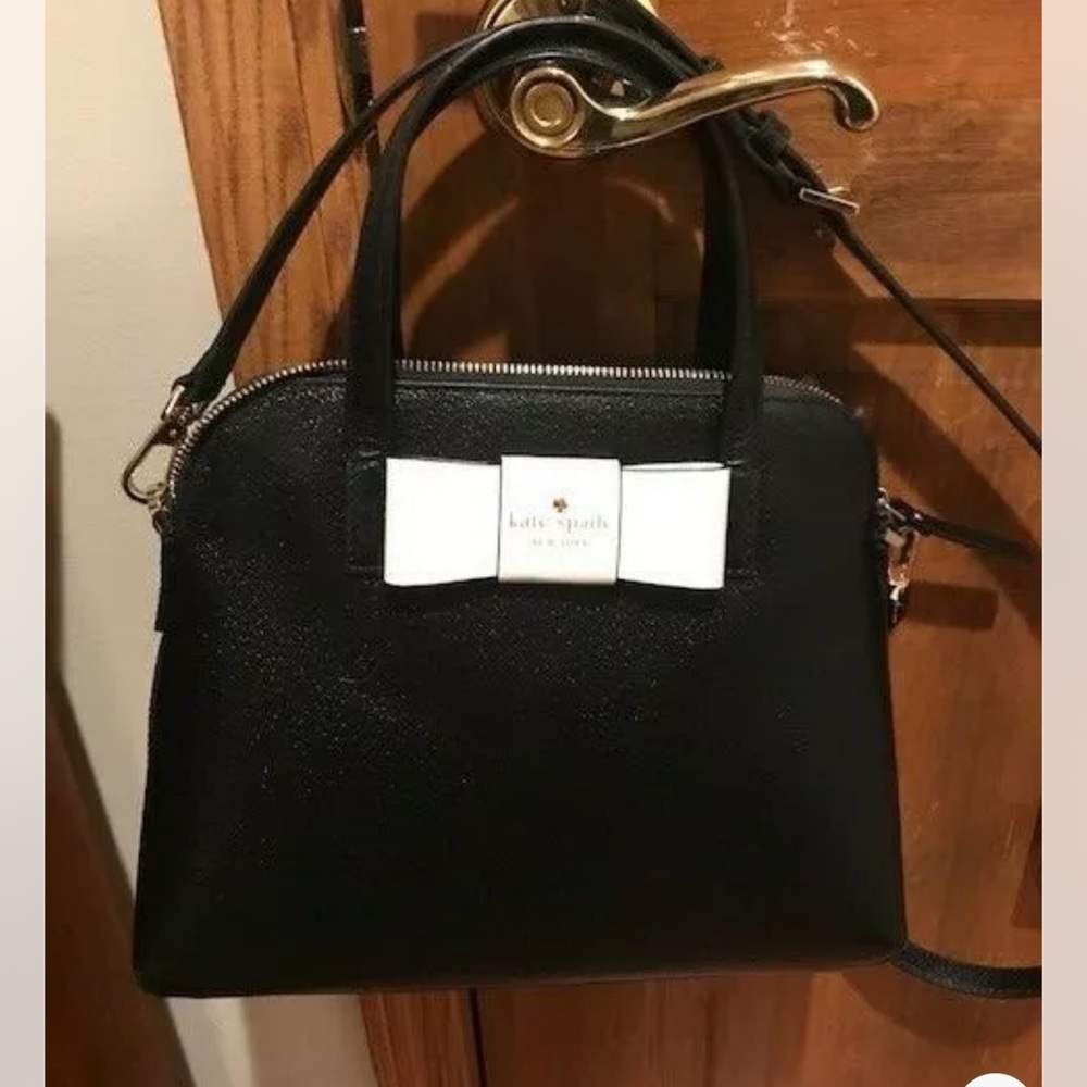 Kate Spade Matthews Street Maise Bow Med Satchel Black & white Crossbody bag